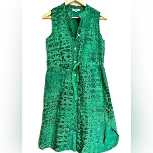 allegro masetti firenze linen  printed pattern green dress made in Italy small